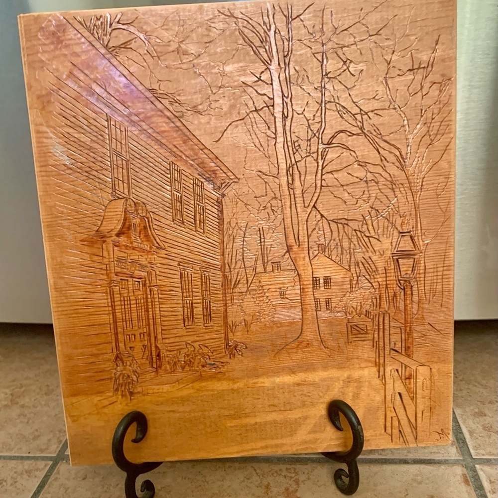 1975 Vintage Hand Carved Wooden Art Plaque 10/11 Inch